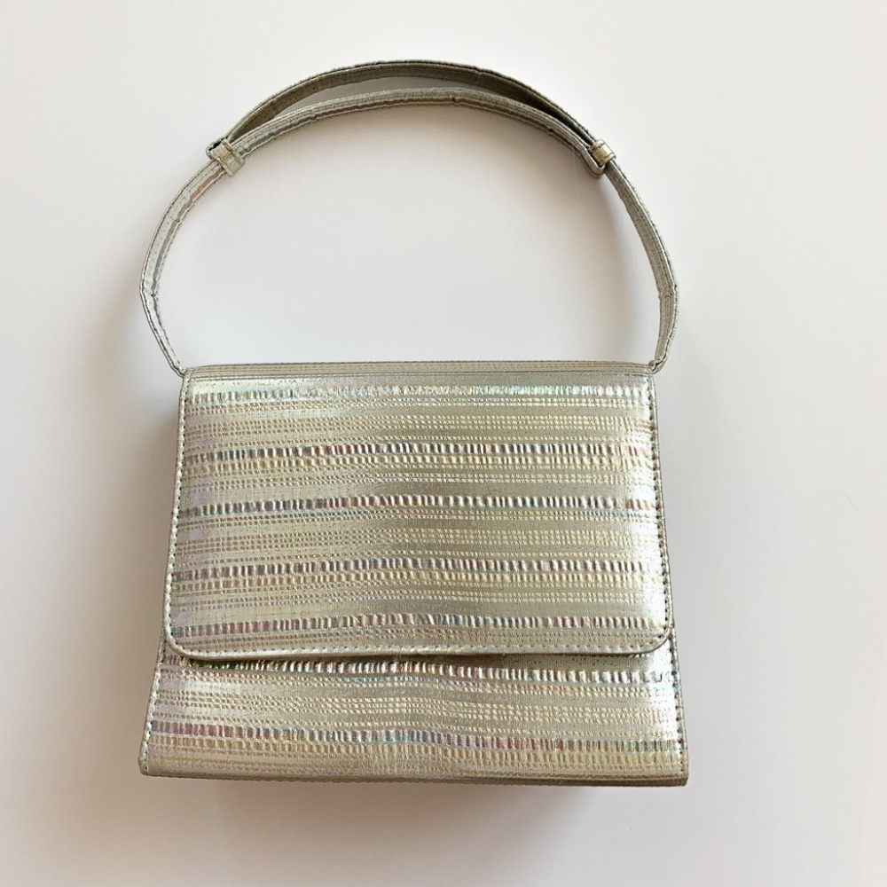 striped metallic disco handbag